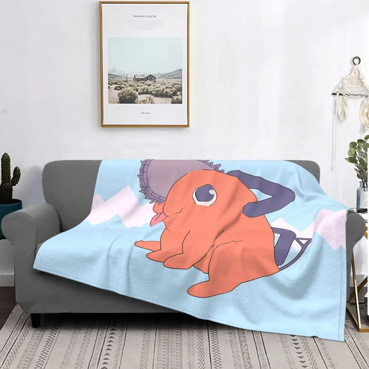 Chainsaw Man Anime Blanket Cute Pochita Fleece Throw Blanket Bed Sofa
