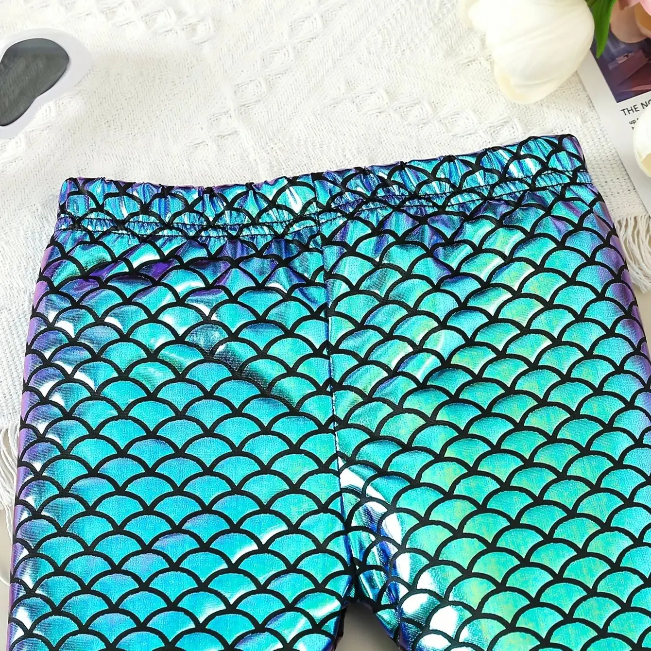 Autumn Spring Baby Girls Pants Mermaid Fish Scale Print Fashion Flared Pants Leather Baby Clothes baby trousers
