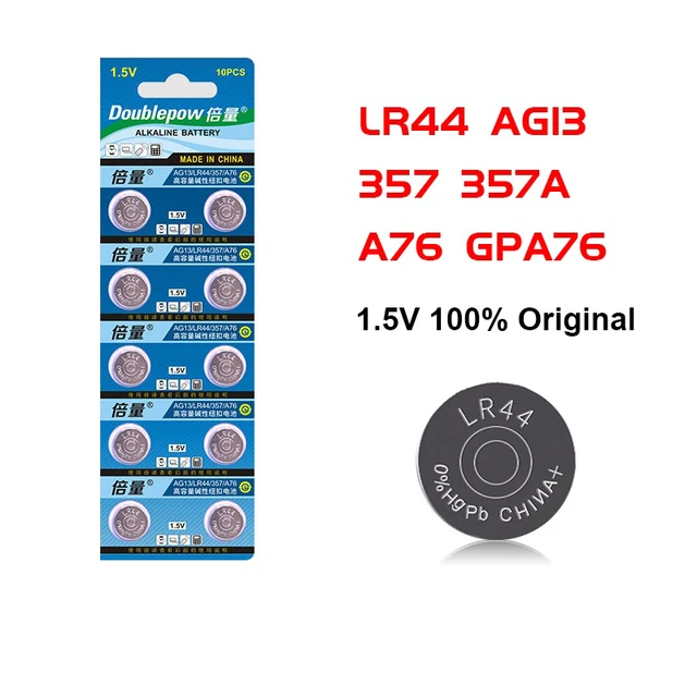  3 pilas de botón alcalinas GP A76 LR44 AG13 de 1.5 V x (20)  pilas alcalinas : Salud y Hogar