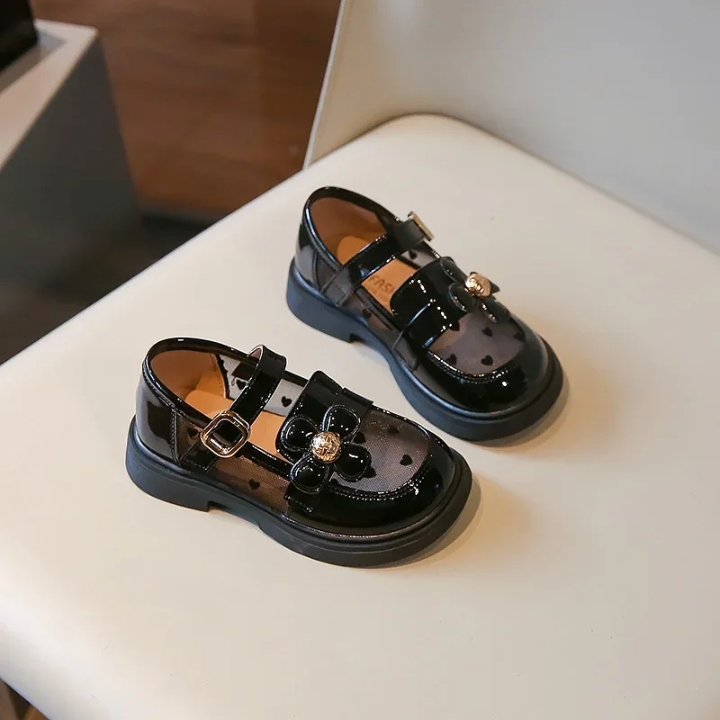 New Summer Girls Mesh Leather Shoes Fashion Chic Flower Children Princess Shoes Breathable Causal Kids Mary Jane Shoes for Party 3