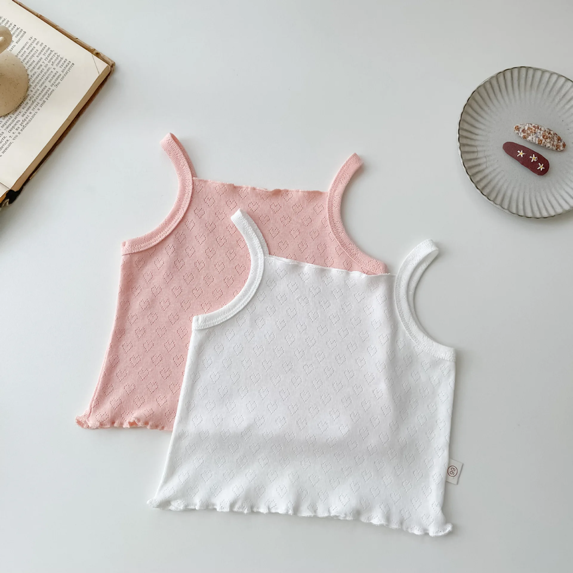 Summer Kid Camisole Newborn Hollow Out Love Vest Girl Baby Thin Solid Casual Tops Waistcoat Infant Cotton Suspenders Shirt for kids t shirts