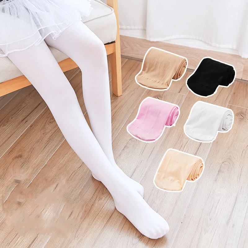 Collants d'été couleur bonbon pour enfants, collants de danse de Ballet pour filles, bas en velours blanc uni pour enfants