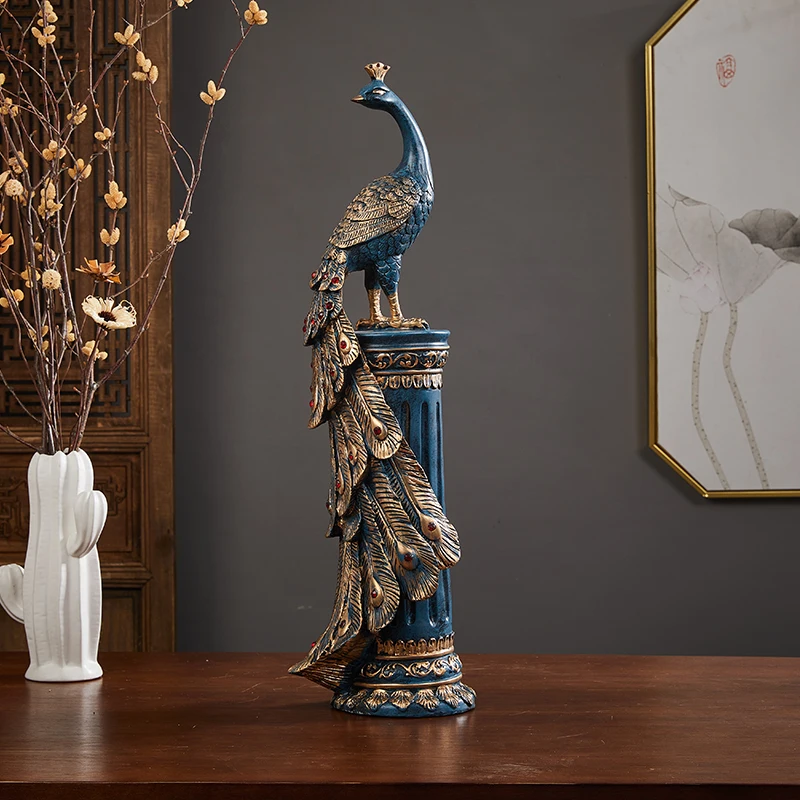 Rich Peacock Ornament Crafts Hotel Living Room TV Cabinet Club Wine Rack Entrance Ornament