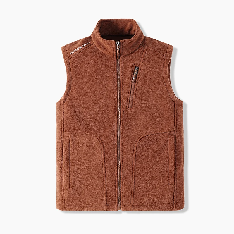 Polar Fleece Vest Autumn Winter Warm Standing Collar Windproof Simple Solid Color Thin High Trend All Quality Fabric Comfortable