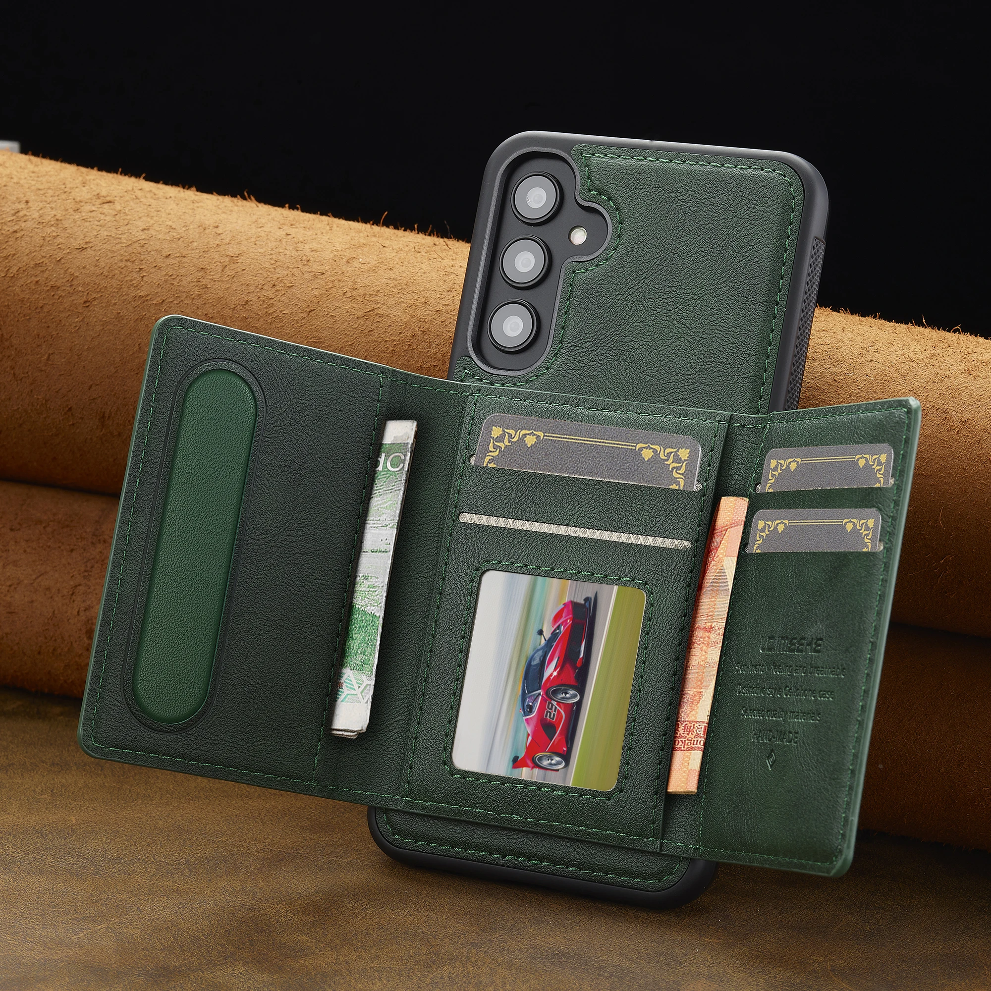Premium Detachable Magnetic Wallet Stand Case - PU Leather Cover
