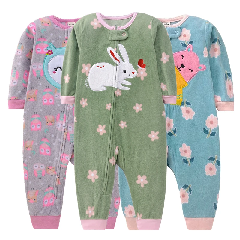 Winter Baby Rompers Clothes Zipper Fleece Warm Kids Girl Pajamas Outfit Animal Cartoon Jumpsuit Boy Clothing 9 12 18 24 Months