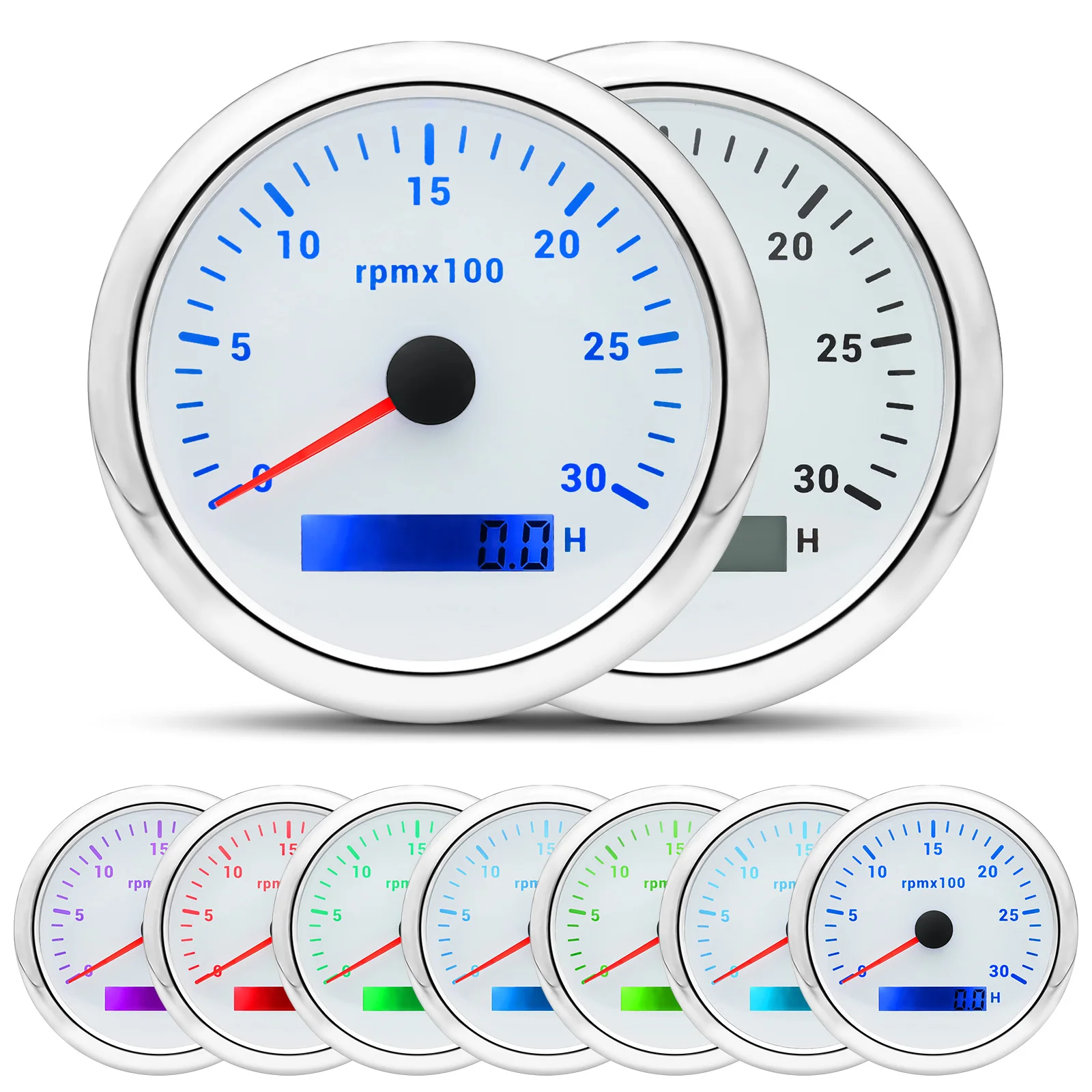 Tachometer Gauge 7 Color BackLight 85MM Tachometer 3000 4000 6000 7000 8000 RPM for Marine Auto Car Boat RV Camper 9-32VDC