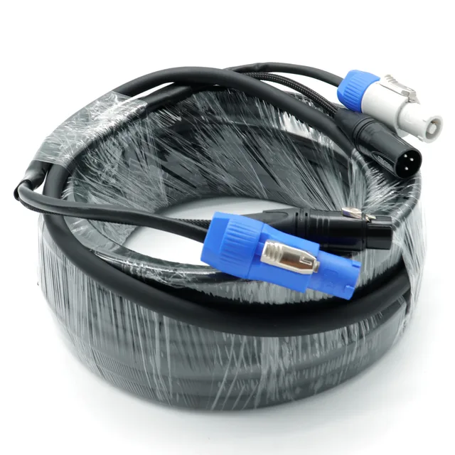 สายเคเบิล PowerCON และ DMX 2-in-1, Power และ 3-Pin XLR Signal Combo สําหรับการเชื่อมต่อไฟเวที 1