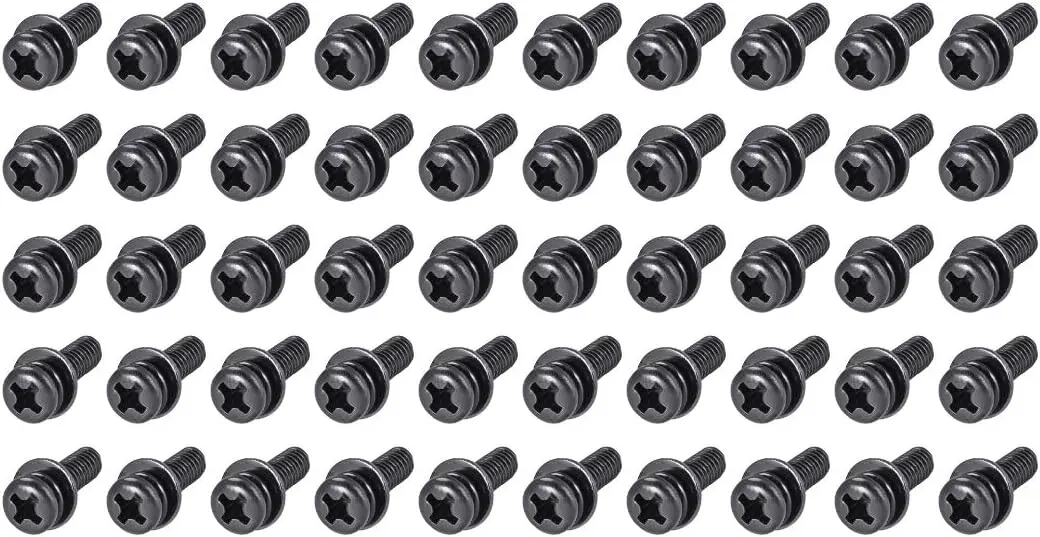 

M4 x 8mm Carbon Steel Phillips Pan Head Machine Screws Bolts Combine with Spring Washer and Plain Washers 50pcs