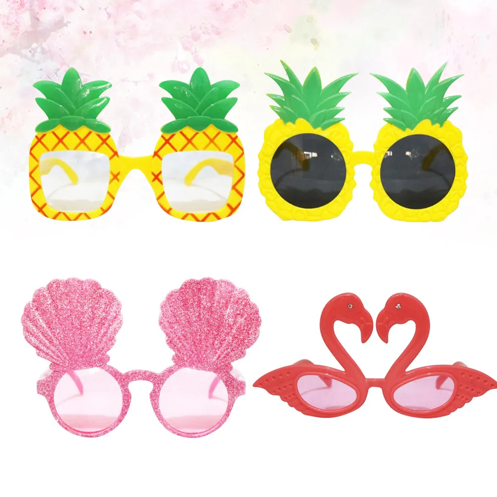 4Pcs 재미 있은 안경 파티 안경 크리 에이 티브 사진 소품 플라밍고 파인애플 인어 스타일 완벽한 의상 파티 장식