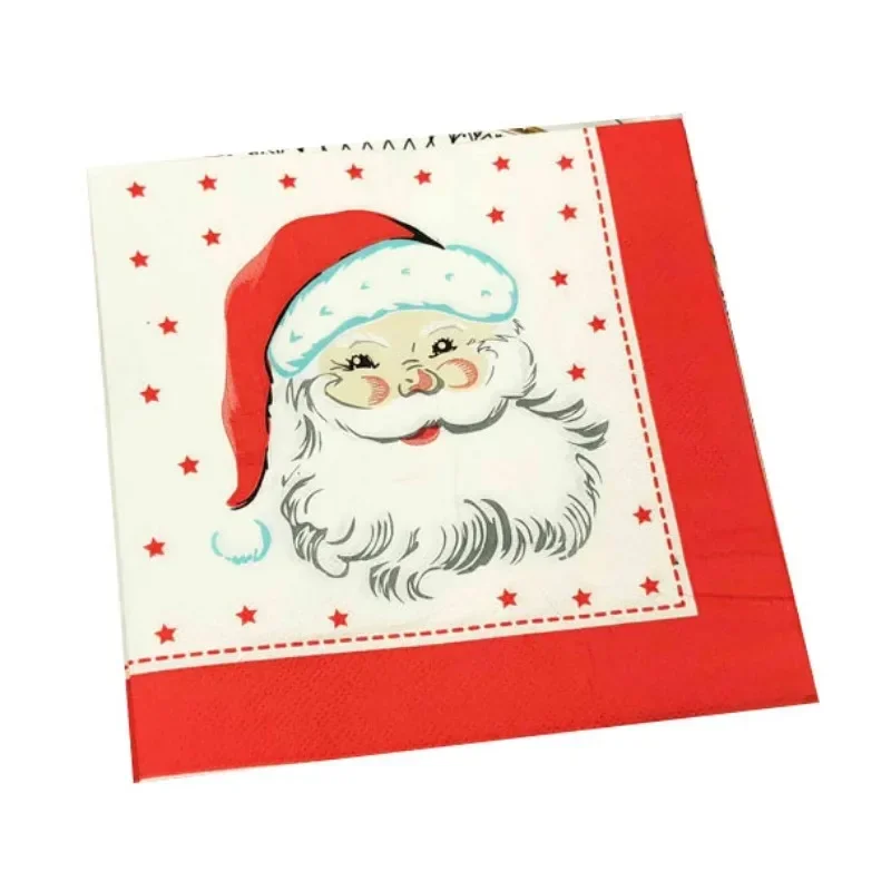 Colorful Printed Tissue Paper Santa Claus Cute White Beard Colorful Napkins Hotel Festival Party Tissue Paper Christmas