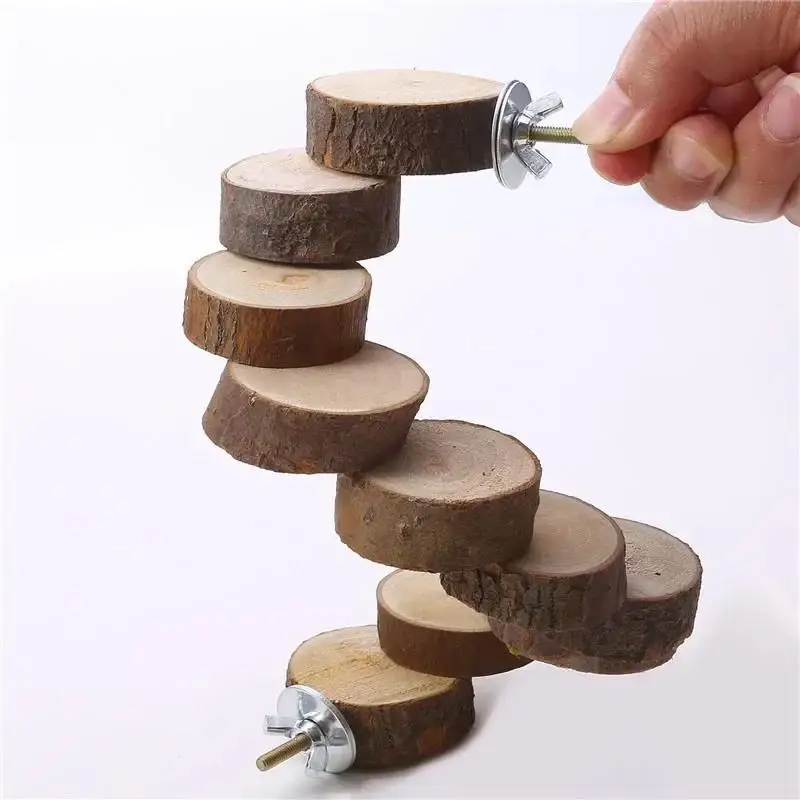 Hamster Wooden Ladder Toy For Cage 6/10 Steps Wood Climbing Blocks Chew Pig Rat Hedgehog Small Pet Accessories 3