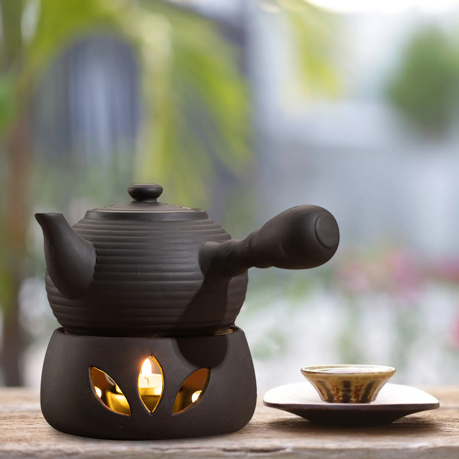 Teapot Warmers Japanese Ceramic Teapot Warmer Holder Base Retro Tea Warmer Holder Kung Fu Teapot Heating Stove Teaware