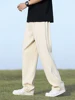 Summer Korean Men's Pants Light&Thin Polyester Elastic Waist Semi-Wide Loose Slacks Drape Suit Pants Male Casual Trousers 2