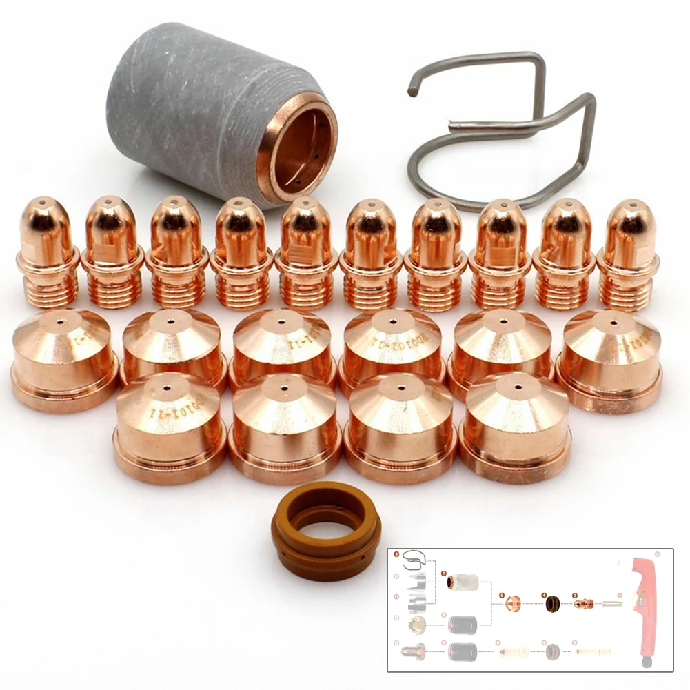 

23pcs Plasma Torch Electrode PR0101 Tips Nozzle 1.4mm PD0101 PC0109 For A101 Plasma Cutting Consumables Accessories