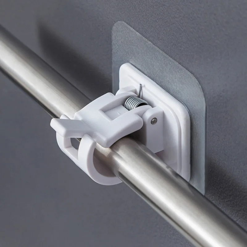 

Self Adhesive Rail Hooks Nail-Free Curtain Clamp Rods Clips Hook Adjustable Shower Household Storage Hanging Stick Rack Holder
