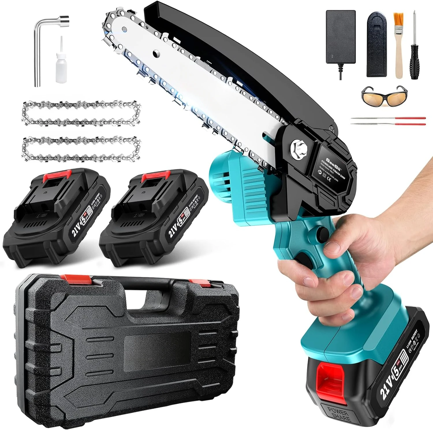 6 Inch Electric Chain Saw Handheld Portable Chainsaw Tree Wood Cutter Pruning Garden Power Tool Compatible Makita Battery