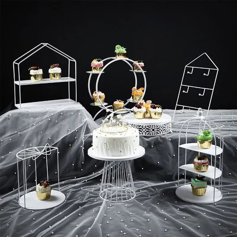 Metal European Stable Dessert Table Cake Topper Display Stand Tray Hand-welded Cold Meal Tea Break Cupcake Rack Home Decoration