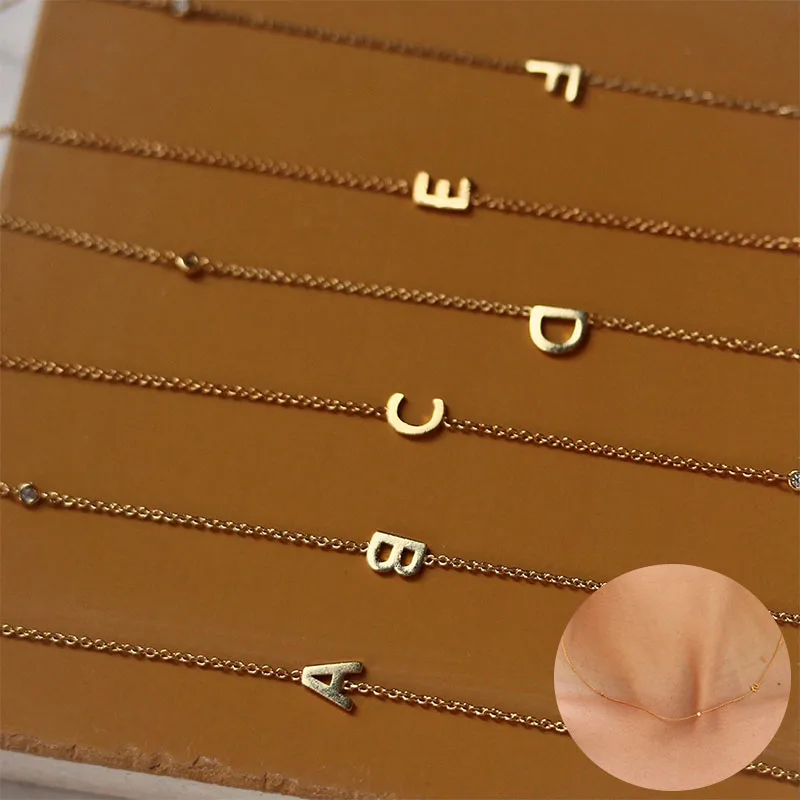 

100% 925 Sterling Silver Zircon Geometric Necklace for Women Girl 26 Letters Fine Chain Design Jewelry Party Gift Dropshipping