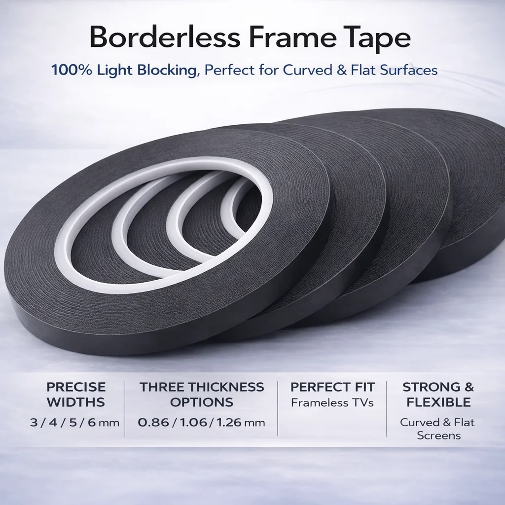 Premium Double-Sided Adhesive Foam Tape for Screen and LED Panel Repair - Black