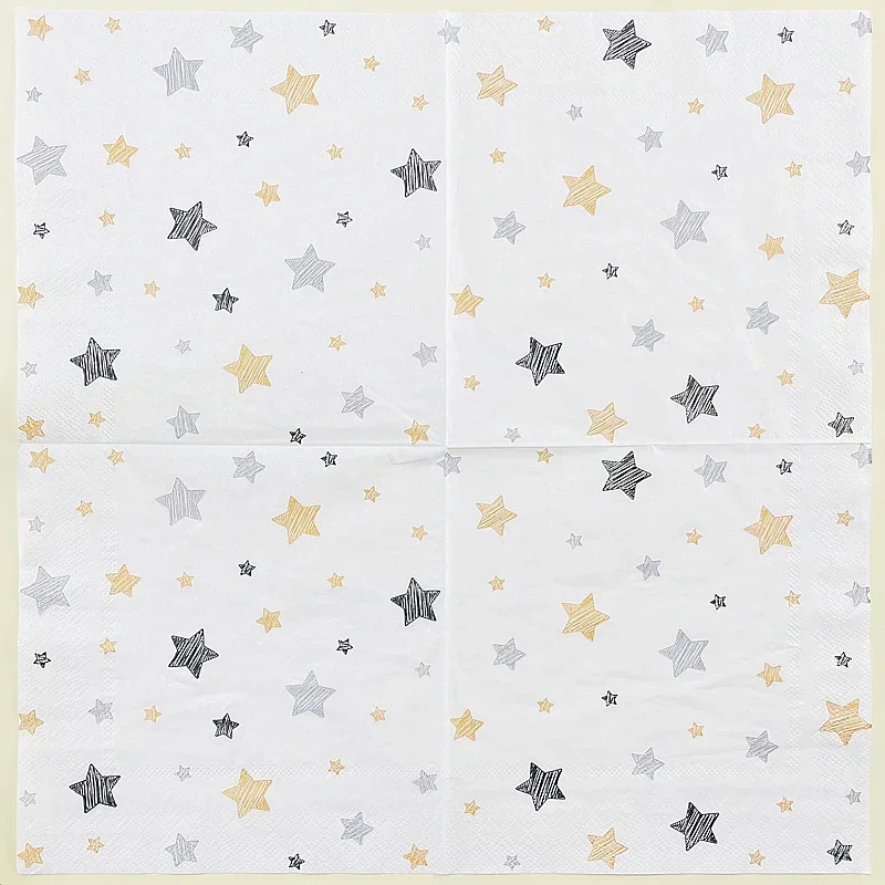 10/20pcs/Pac Printed Napkins Square Gold Star Pattern Colorful Paper Napkins Hotel Restaurant Wedding Birthday Party Decoration