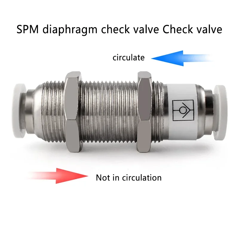 Valvola Di Non Ritorno Pneumatica – Connettore Unidirezionale Con Raccordo Rapido Per Tubo OD 4mm, 6mm, 8mm, 10mm, 12mm (Modello: SPV-4)