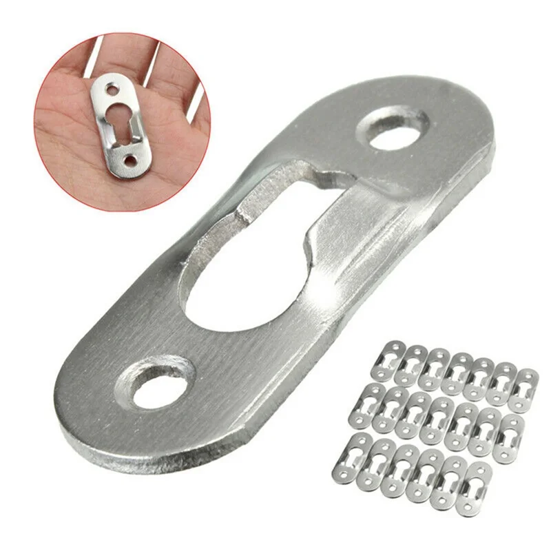 Zorveiio Lot De 50 Cintres En Métal Pour Trou De Serrure De 2,5 Cm Avec Vis, Plaque De Suspension Pour Miroir, Cadre Photo, Photo – Argenté