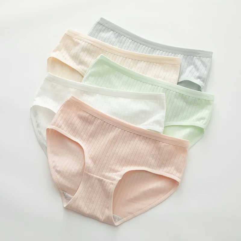 

2022 Teenage Panties Solid Soft Underwear Striped Underpants 3pcs Girl Briefs Comfortable Cotton Kids clothing