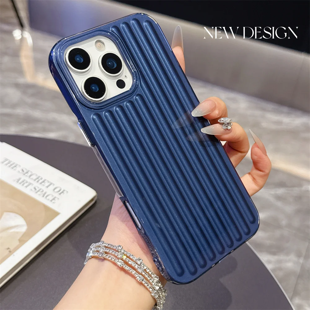 Luxury Corrugated Metallic Matte Phone Case - Soft TPU Shockproof Back Cover
