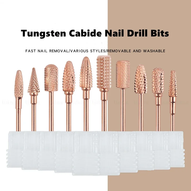 

Safety Nail Drill Bits 3/32'' Large Barrel Nail Carbide Bits for Manicure Pedicure Cuticle Gel Polishing Rose Gold