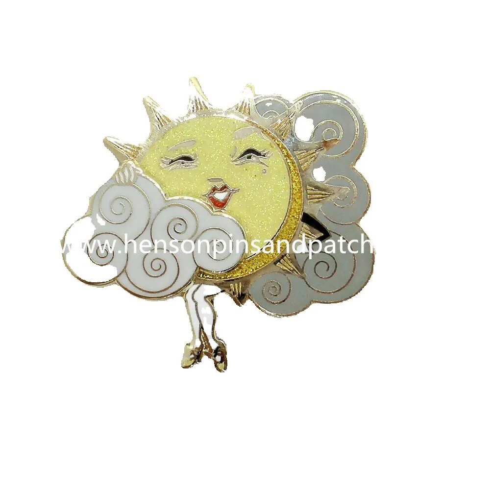 

custom Zinc alloy hard enamel slidder sun cloud pin badge