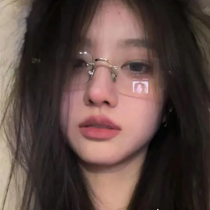 Eyeglasses Transparent Square Rimless Blue Light Blocking Fashion Frameless For Women Men Silver Computer