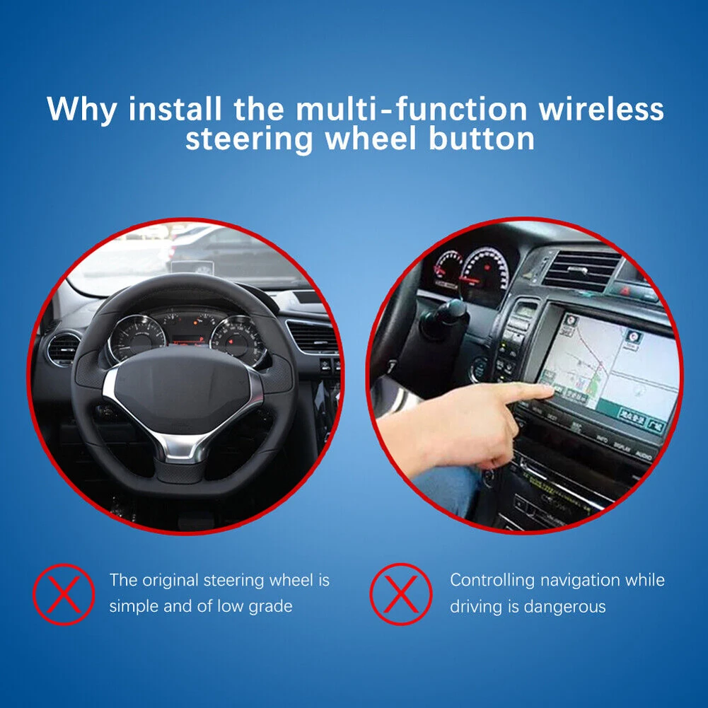 Remote Control Steering Wheel Switch 12V Steering Wheel Multifunction Key Wireless Battery Operated 6 Buttons for Auto Truck