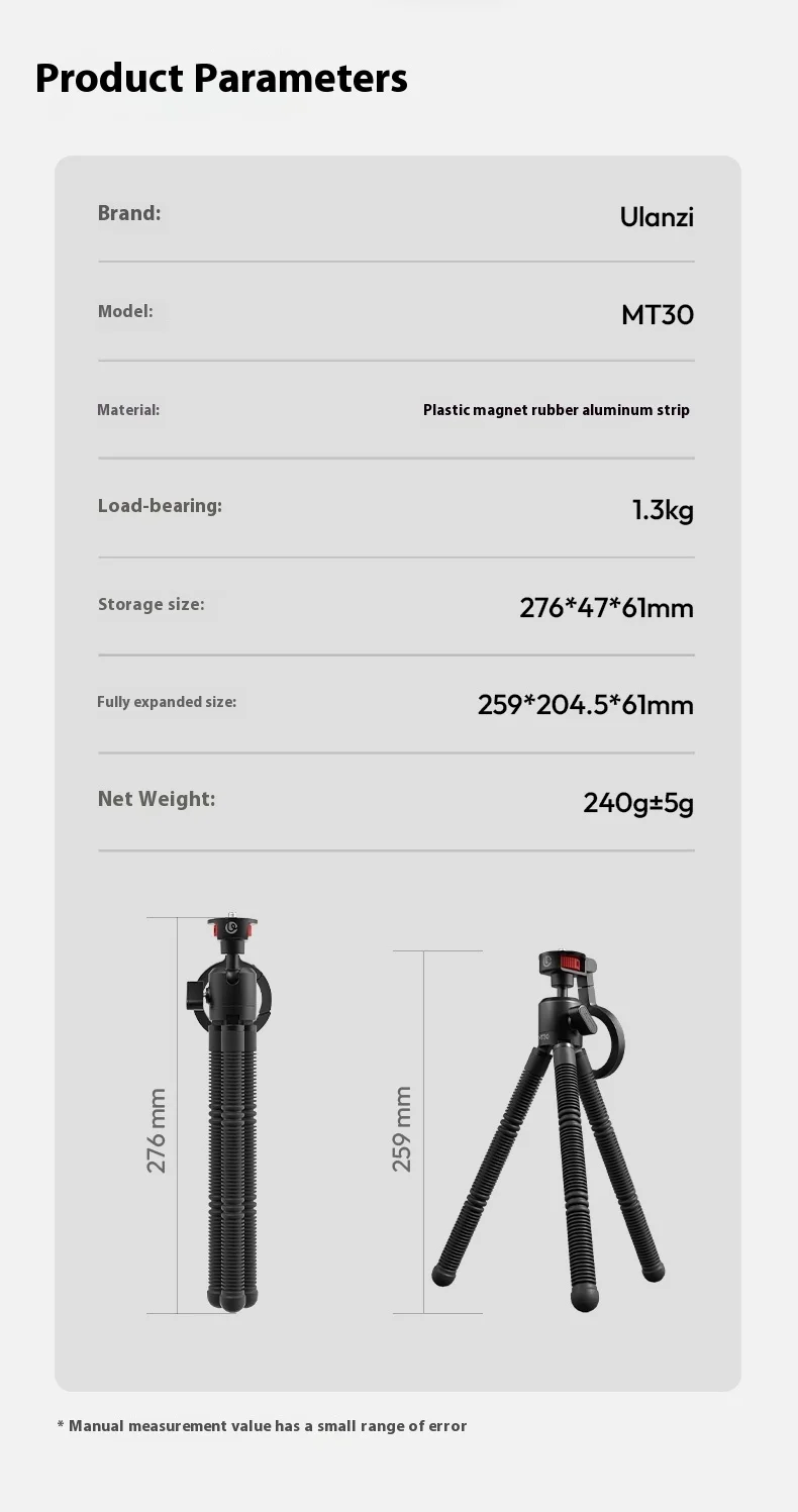Ulanzi MT30 Tripod Magnetic Flexible 360° description image 2