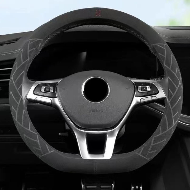 36 38cm ,Steering Wheel Cover, Non slip, D shaped Round, Suede Cover
