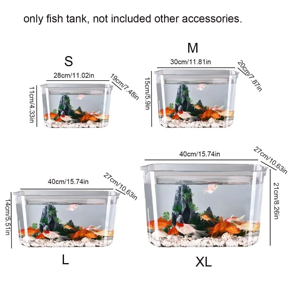 Transparent Explosion-proof Plastic Fish Tank Water Plant Tank PET Tabletop Fish Small Ecological Water