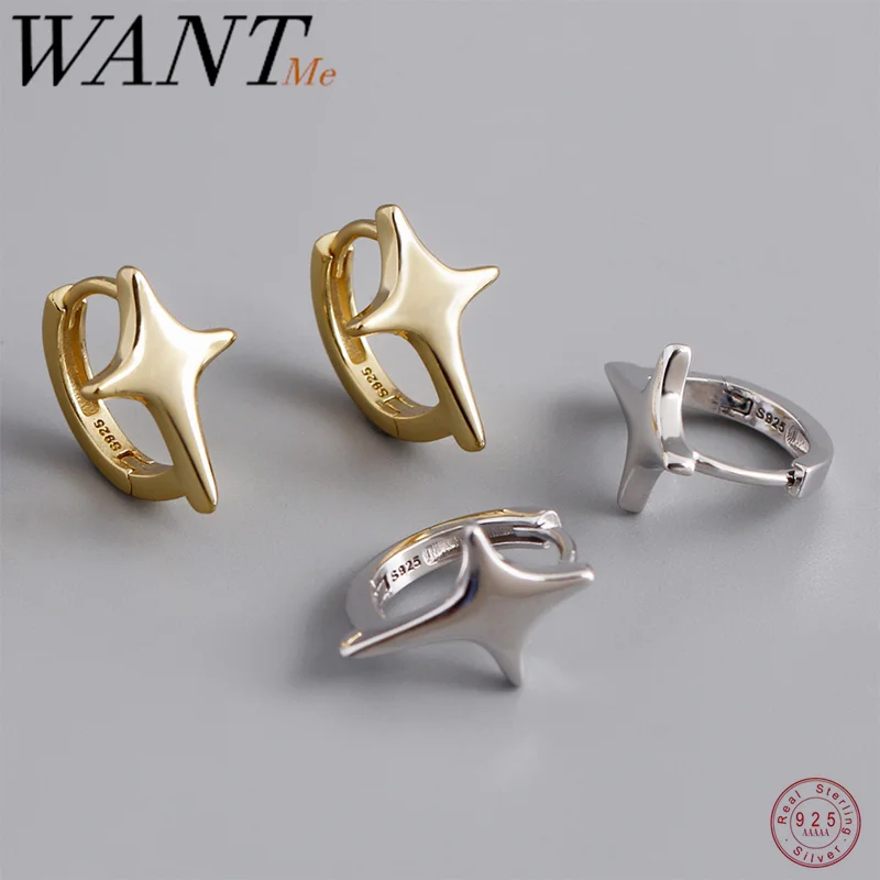 WANTME 여성용  샤이닝 스타 허기 후프 귀걸이, 독특한 디자인, 유럽 파티..