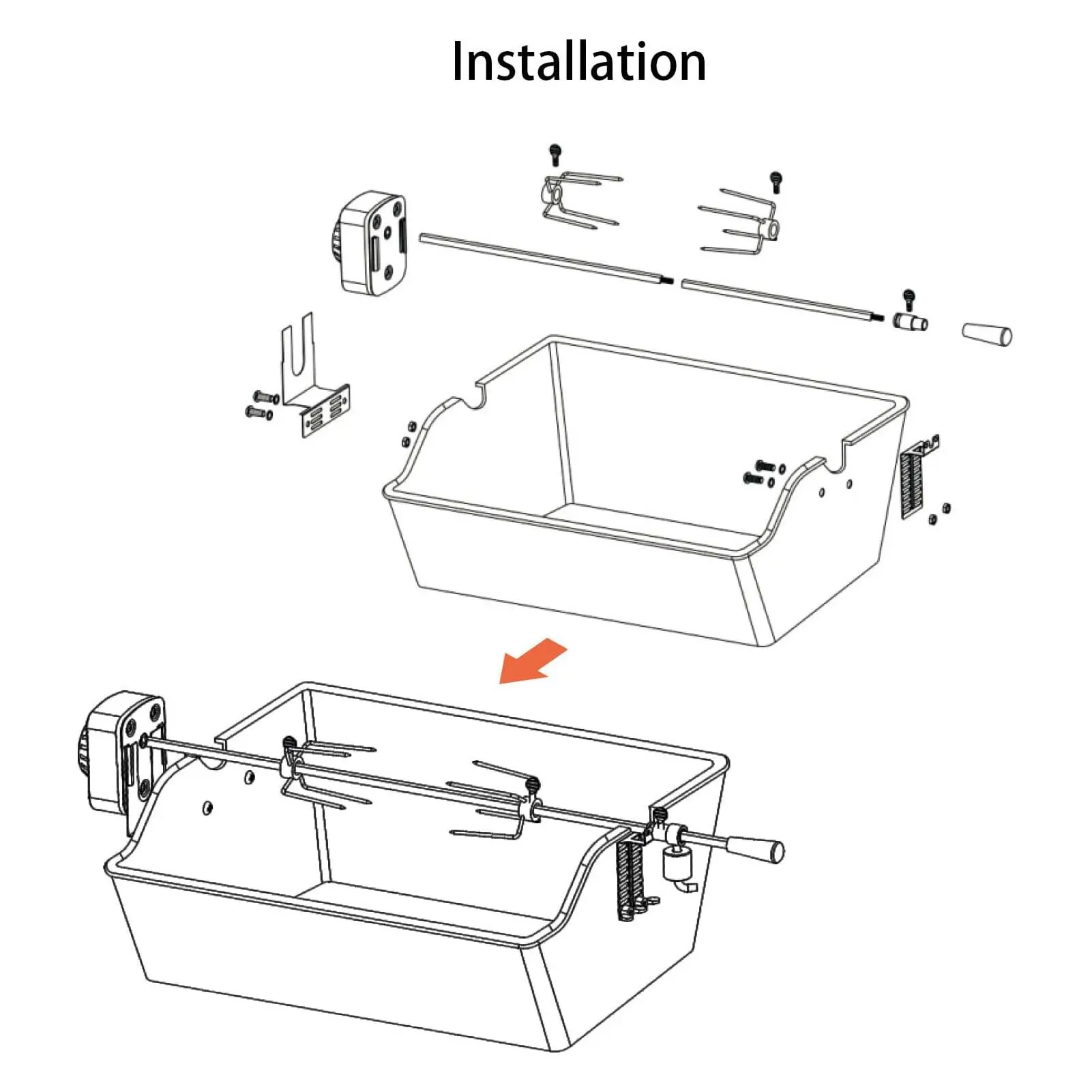 Electric Grill Kit Multifunctional Universal Grill Rotisserie Kit 52.4 Inch 304 Stainless Steel 33lb Load Capacity for Camping 6