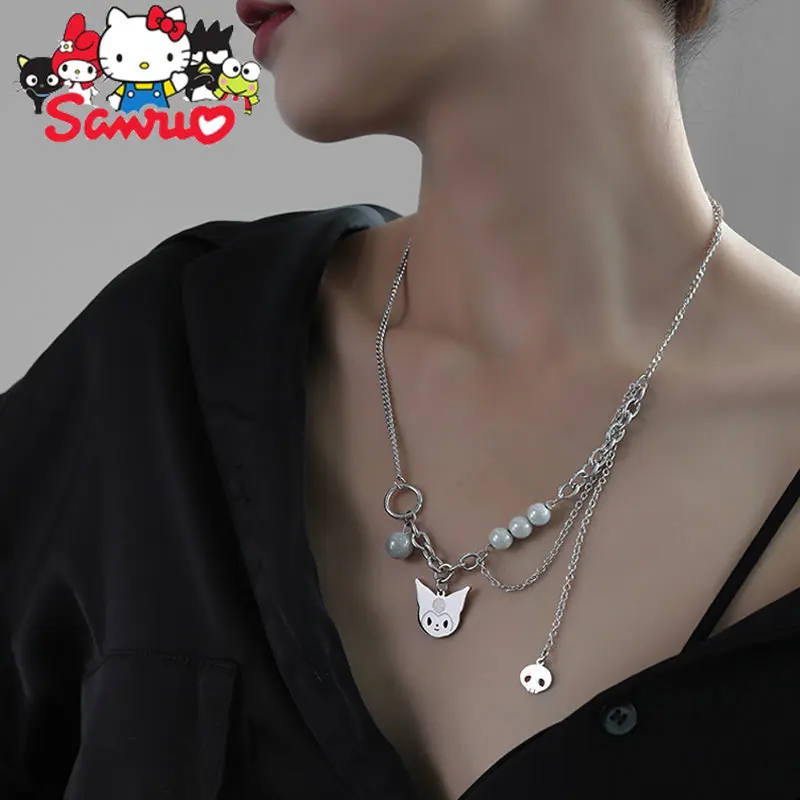 Anime Sanrio Kuromi Cinnamoroll Diamond Necklace Fashion Girl Sexy