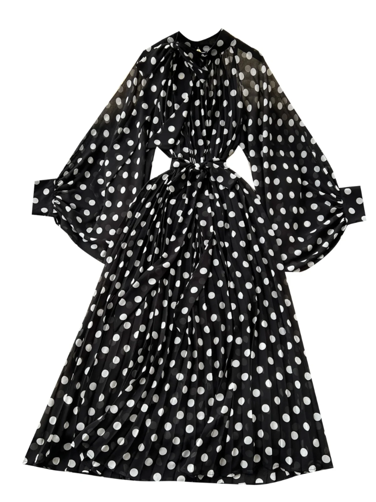 فستان فضفاض مطبوع على الموضة للنساء للشتاء بخصر عا...