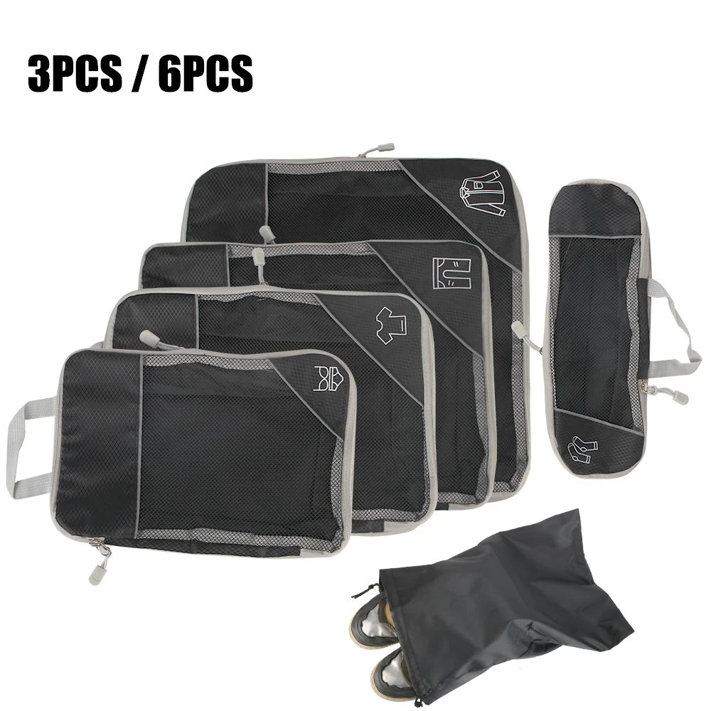 

3/6 шт., дорожный органайзер для багажа, с чехлом для обуви