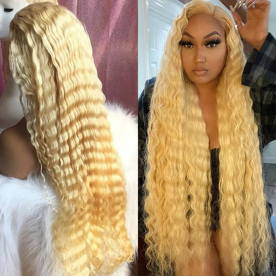 

613 Hd Curly Wig Human Hair Honey Blonde Deep Wave Lace Front Human Hair Wigs For Women Brazilian 13x6 Lace Frontal Wig