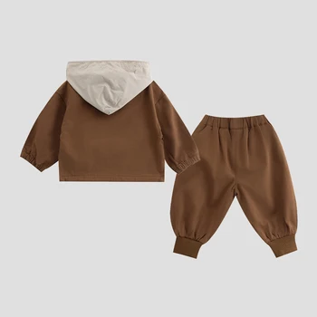 Neonato Abbigliamento Ragazzi Set di vestiti Manica lunga Felpa con cappuccio + Pantaloni 2 pezzi Vestito infantile Vestito quotidiano 2026 Primavera Autunno Nuovo