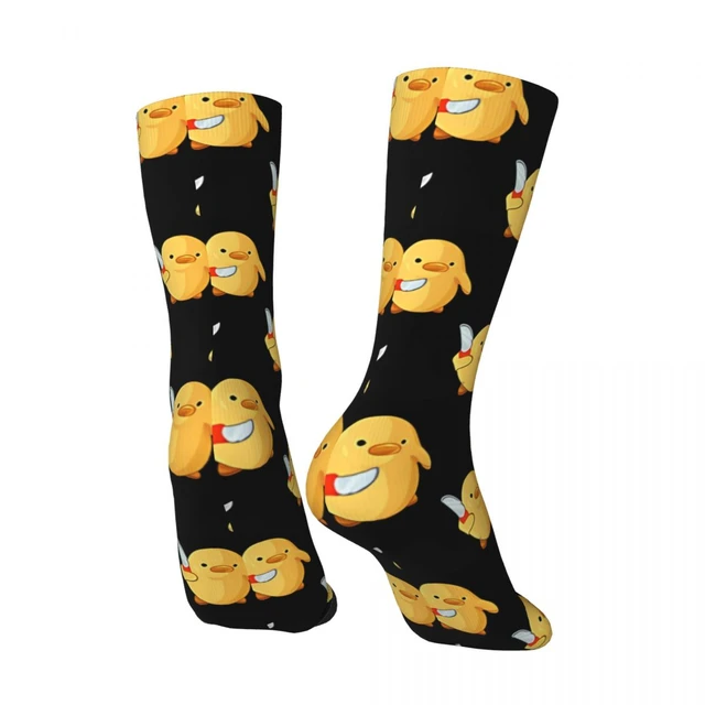 Pato de goma en calcetines amarillos para hombre y mujer, medias de verano  de poliéster