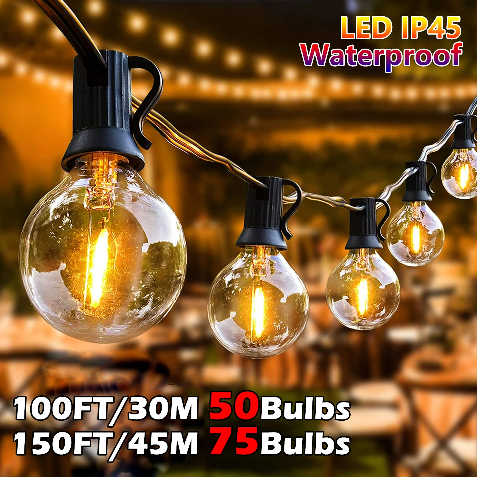 Girlanda LED G40 Retro 30M/45M - Wodoodporne lampki ogrodowe