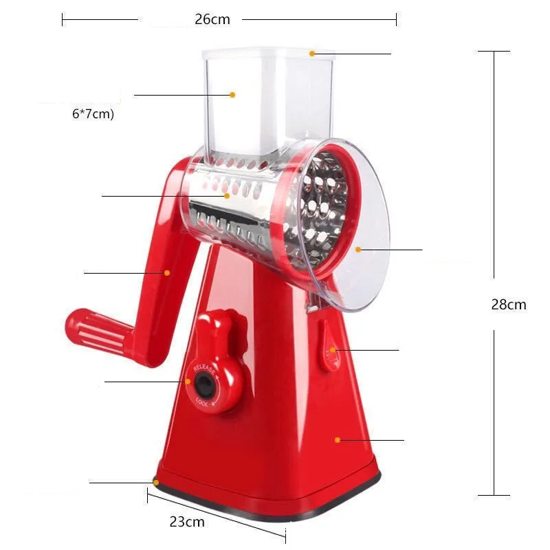 Multi-functional Vegetable Cutter Hand Drum Vegetable Cutter Slicer All-in-1 Stainless Steel Manual Hand Slicer Fruit Slicer Food Slicer Vegetable Shredder