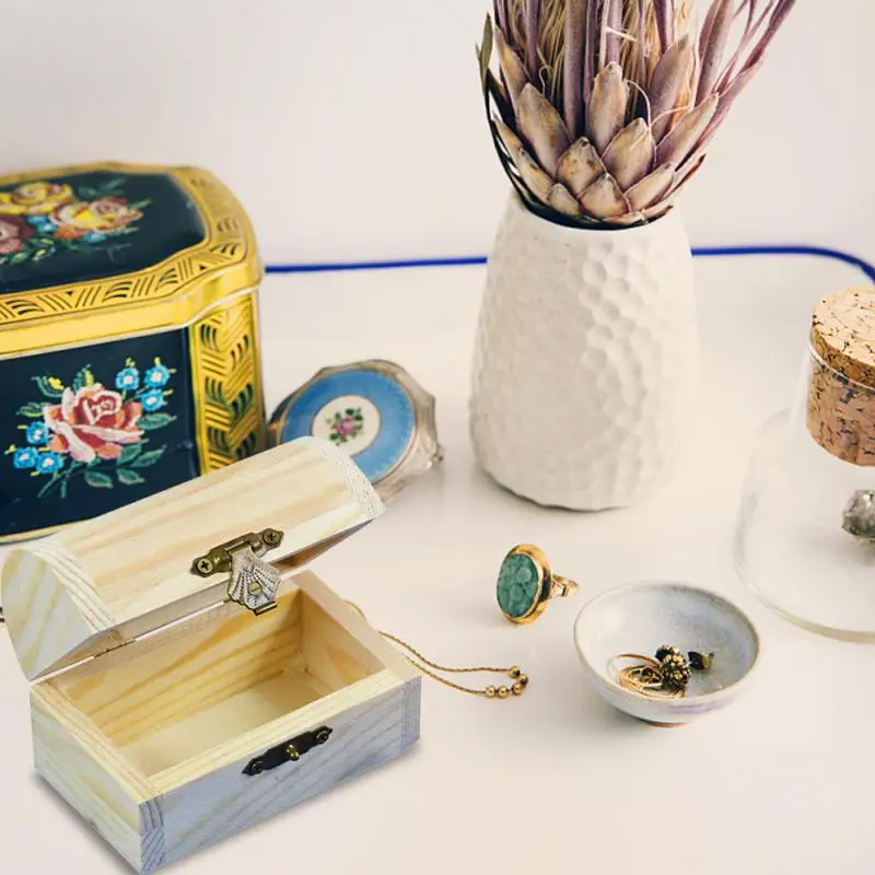 Portagioie Multifunzionale Vintage Artigianale Pratico Durevole Antico Scrigno Del Tesoro Per La Decorazione Domestica Pinus Sylvestris