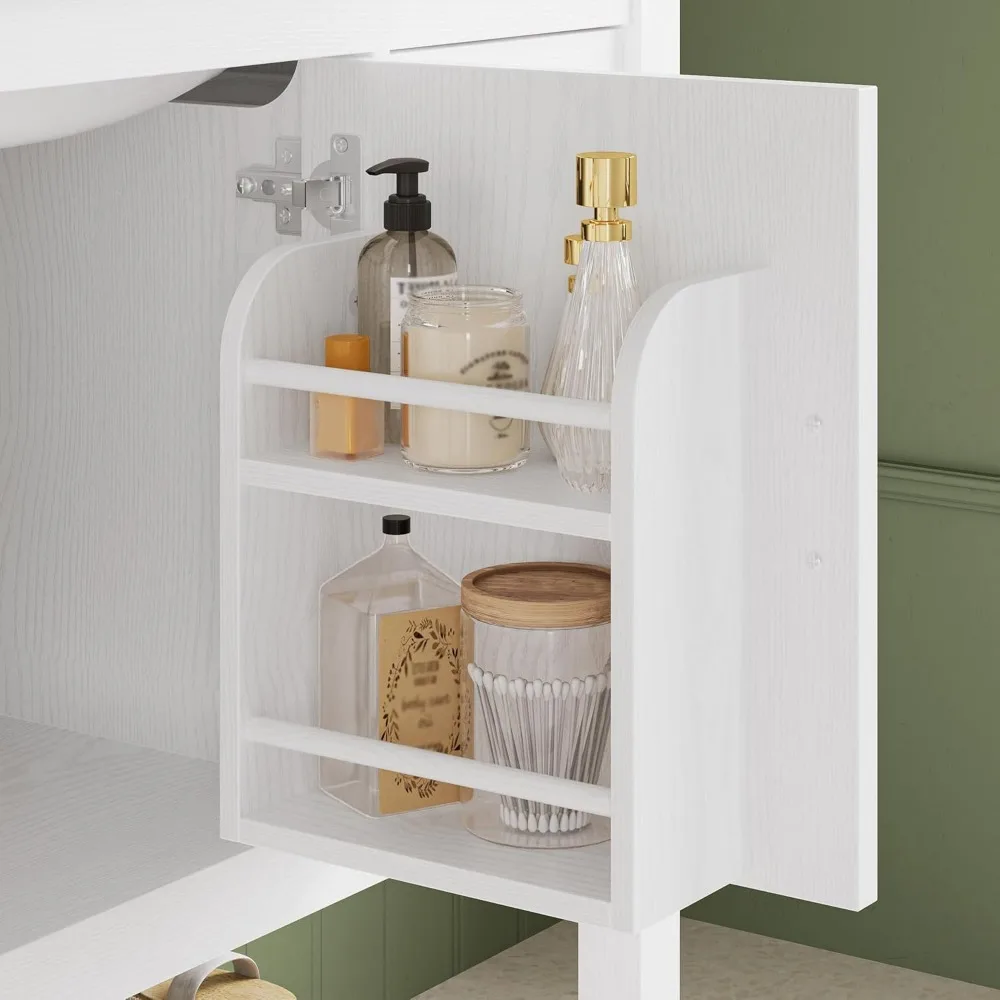Bathroom Vanity with Sink,36"Modern Undermount Bathroom Sink Cabinet with 4 Drawers&Open Shelf,Vanity Sink with Charging Station 5