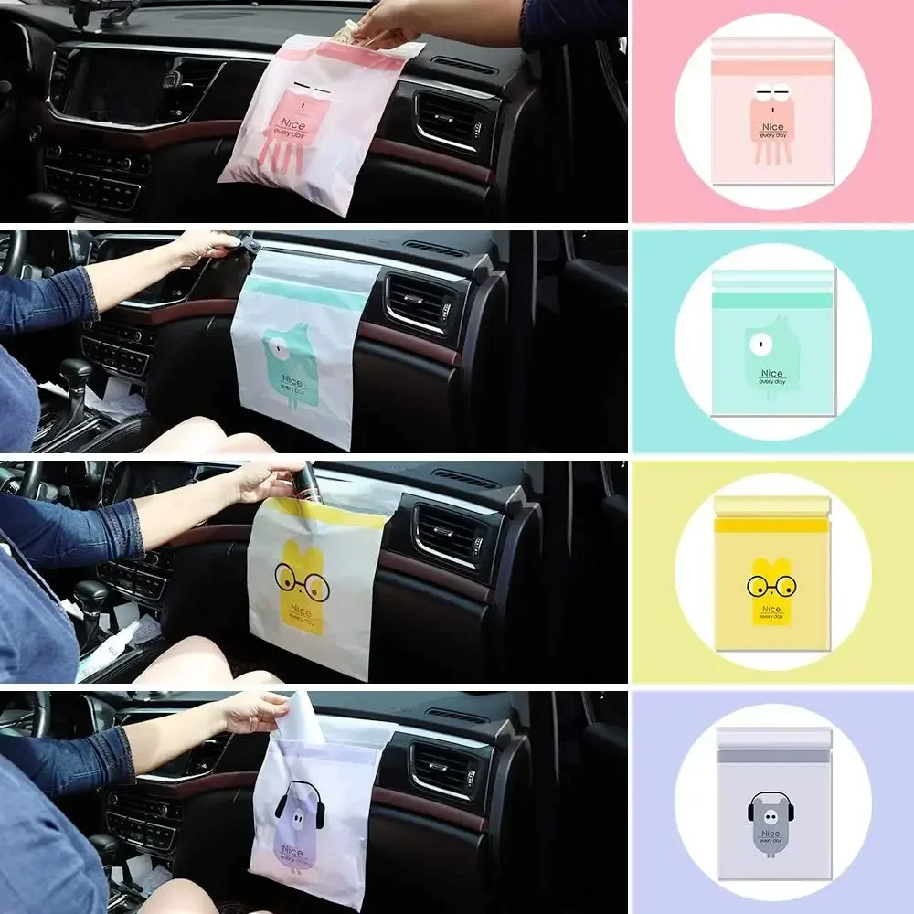 Universal Car Door Trash Can Bag with Cartoon Design