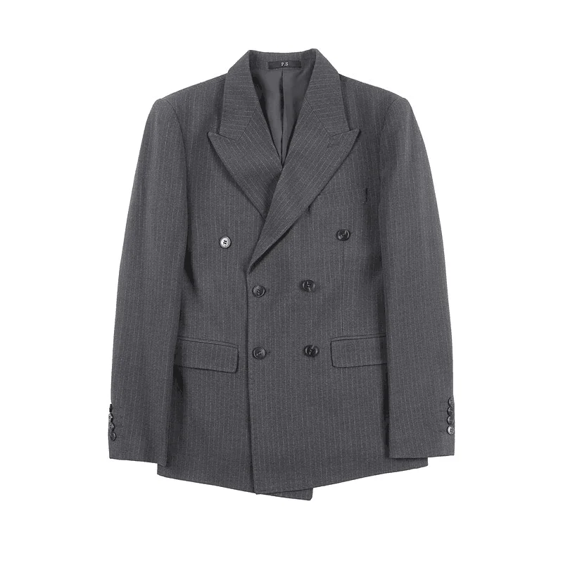 Men Suits Jackets Classic Luxury Striped Men Suit Jacket Fashion Double Breasted Business Office Wedding Tuxedos Male Slim Fit Blazer